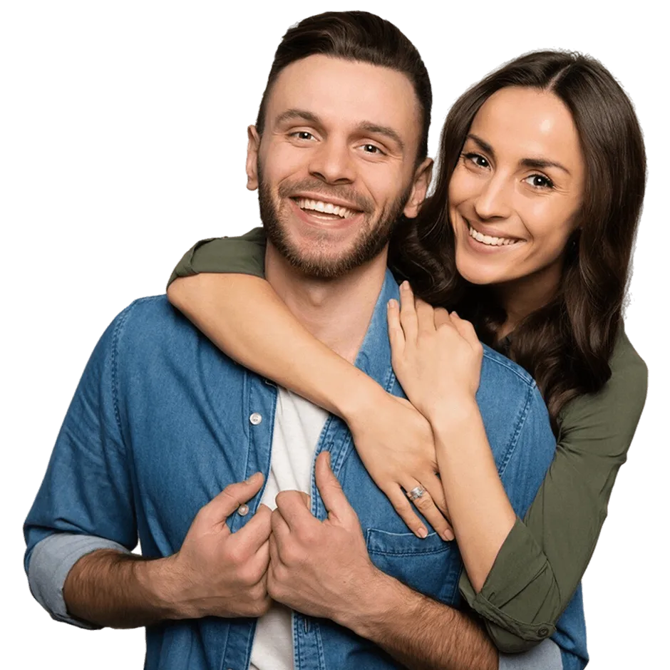 Smiling couple embracing